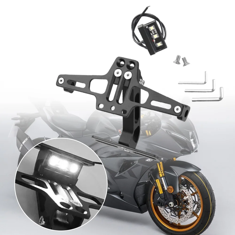 

Universal Motorcycle Tail Tidy License Plate Holder kit Fender Eliminator LED Light-RED Adjustable License Bracket