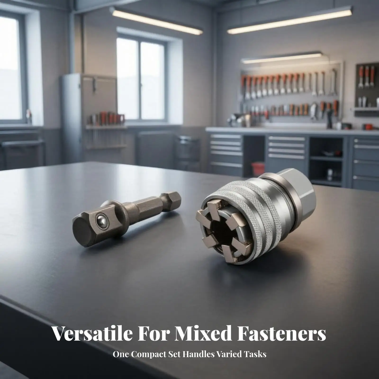 2 Pieces Knurled Adjustable Socket | Compact Tool Component, Socket Adapter, for Workshop