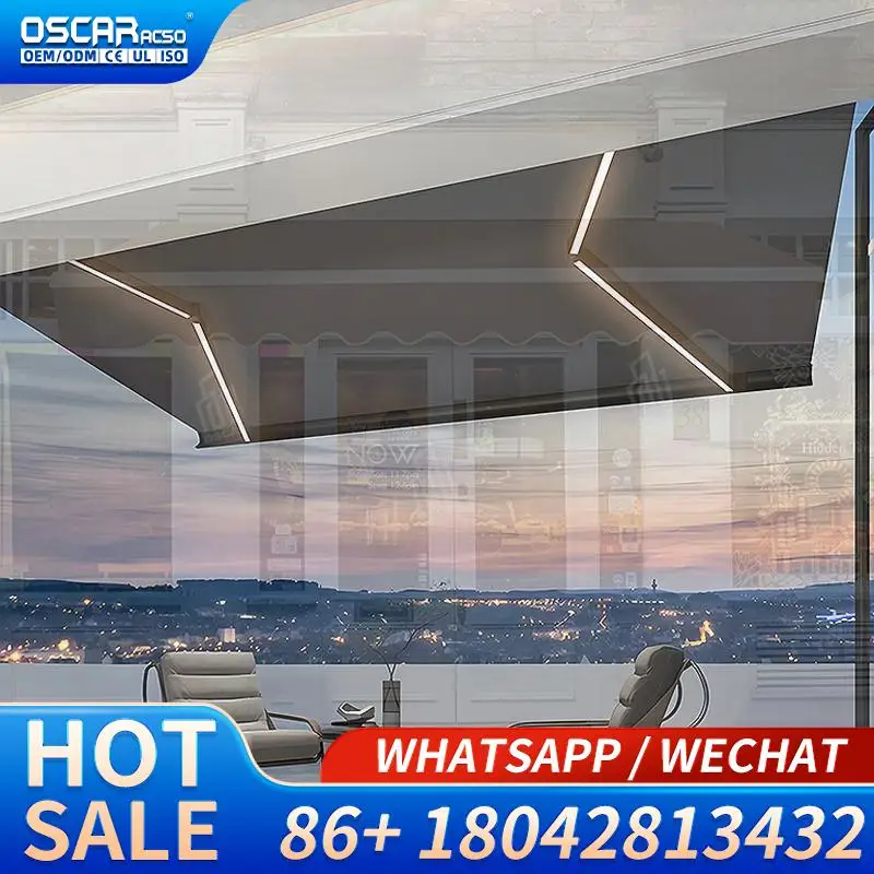 Outdoor Self Supporting Aluminum Frame Roof Canopy Shelter for Patio Garden Balcony  Retractable Awning