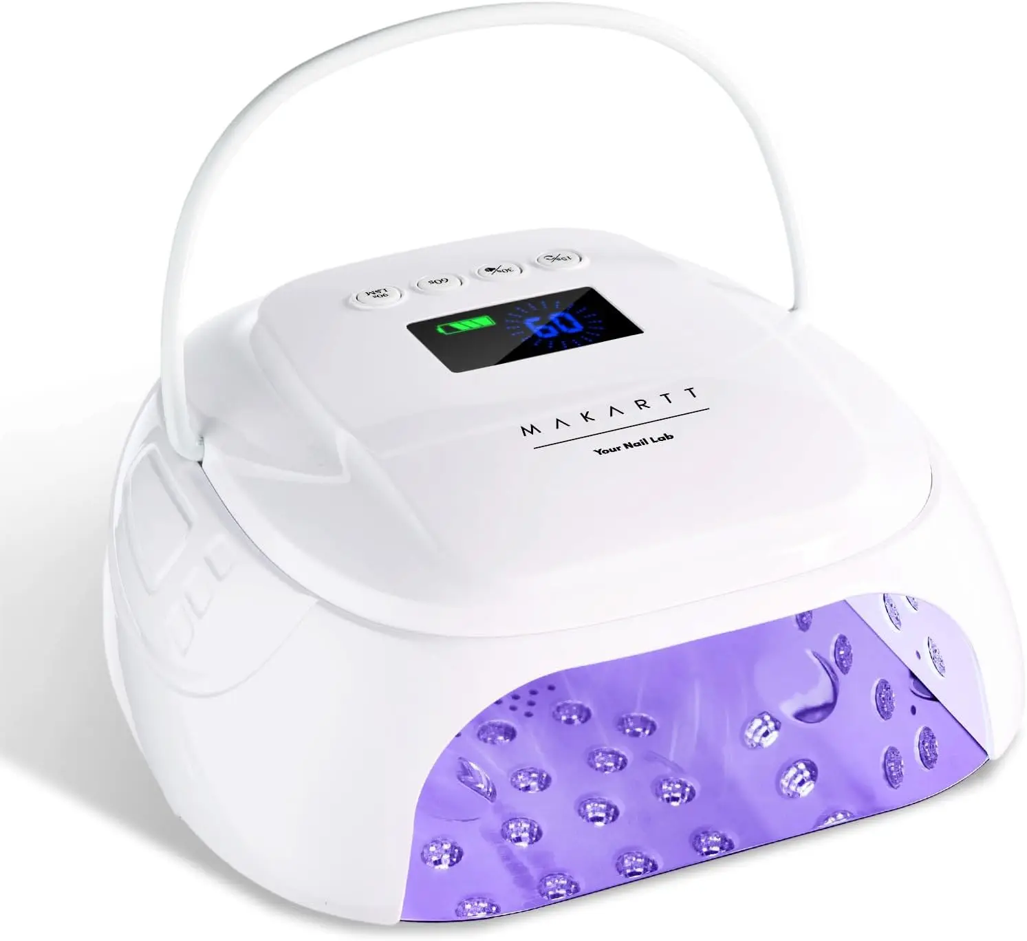 30W UV Nail Lamp Fast Curing Cordless Rechargeable LED Dryer 45 Beads Dual Light 4 Timers LCD Sensor White