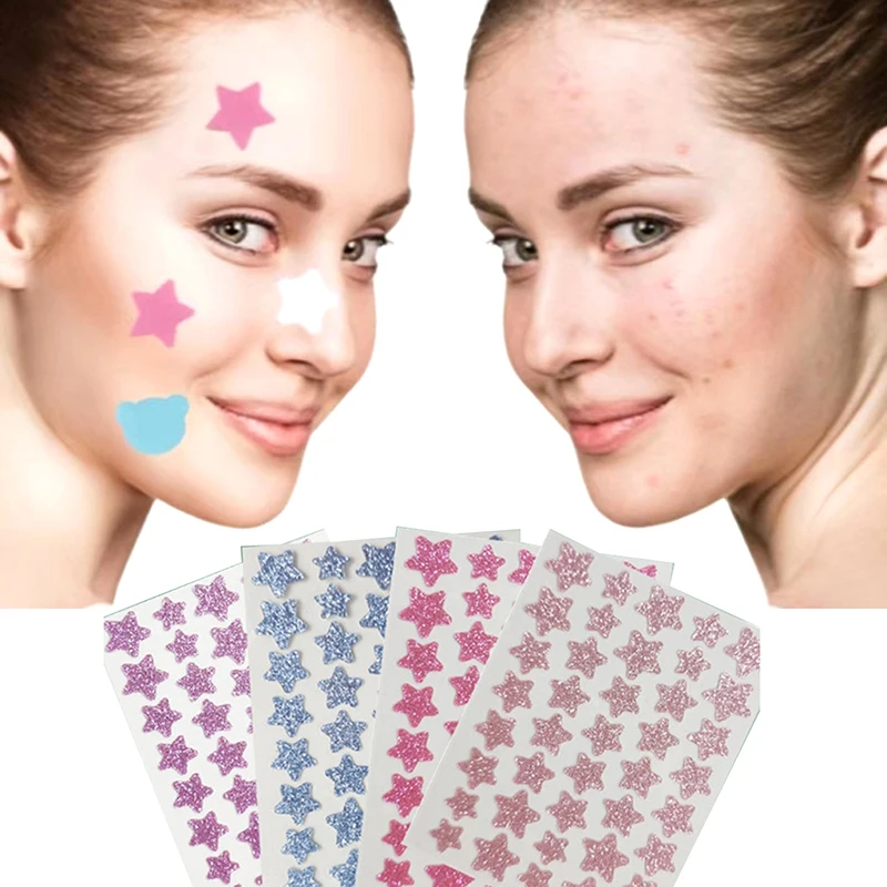 Autocollants Colorés Invisibles pour Enlever l'Acné, Patch Étoile Brillante pour les lèvent, Soins de la Peau, Correcteur de Taches pour le Visage, Maquillage de miles, 40 Pièces