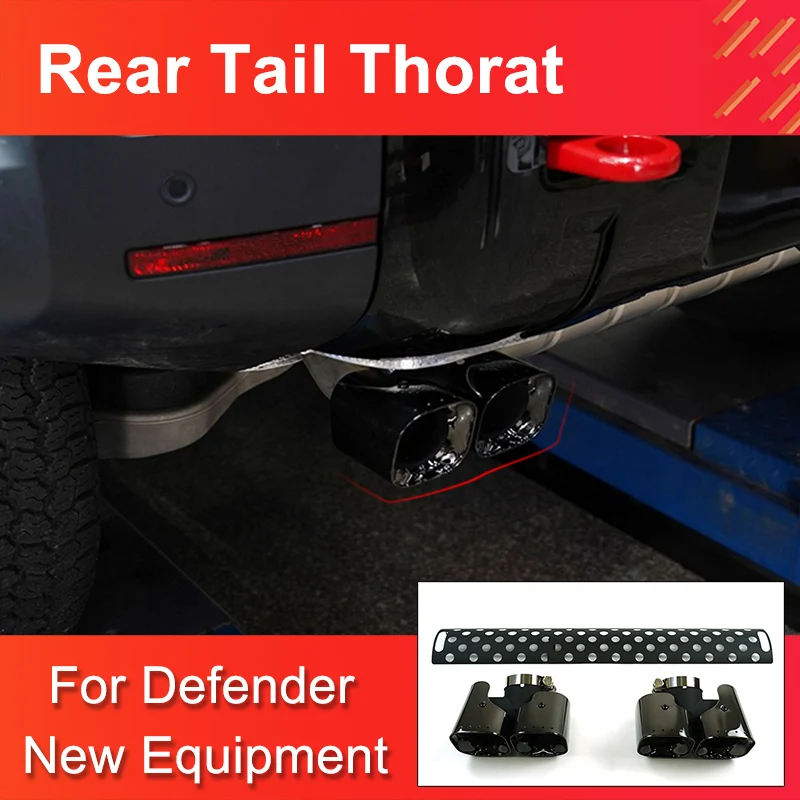 Four Rounded Rear Tail Throat 2.0T for Land Rover Defender 90/110 2020-2022  Stainless Steel Quad Exhaust Tip 3.0T New Equipment