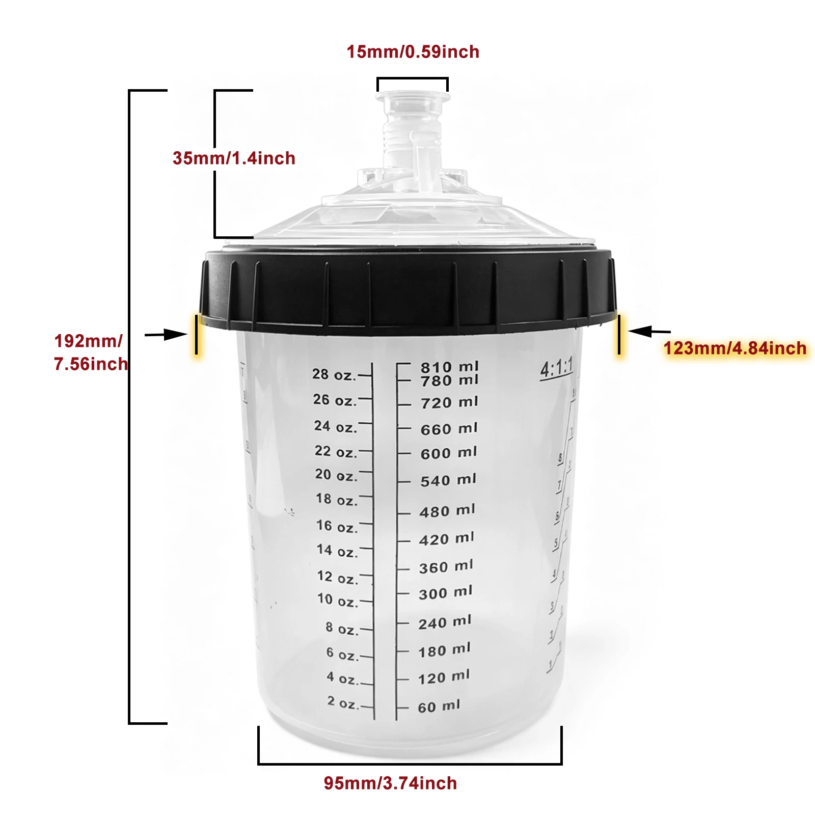 60pcs 27.39oz/810ML Large Capacity Disposable Paint Gun Mixing Cup Set, Professional No-Clean Paint Gun Mixing Cup