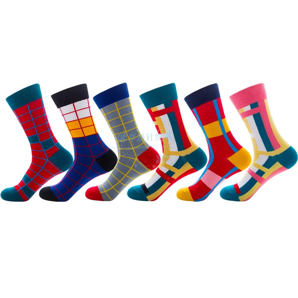 Red, yellow, Gray Grid, Luo Kou dark green vertical bar, pink vertical bar, blue vertical bar men and women socks  ZQ-002