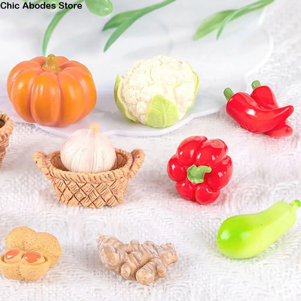 

Cute Vegetable Figurines Miniatures Mini Handicrafts Simulation Vegetable Basket Realistic Resin Crafts Vegetable Model