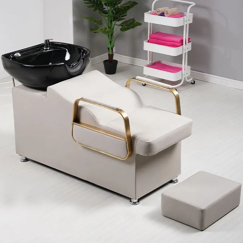 Hot Selling  Hair Salon Custom Color  Comfortable Salon Furniture Head Spa Lying Shampoo Chair Washing Bed With Bowl
