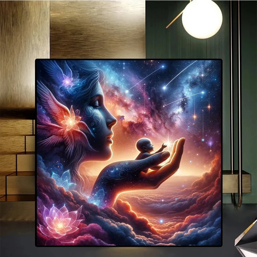 

Diamond Embroidery Dreamy Abstract Starry Sky Universe Angel Woman Diamond Mosaic Art Painting Cross Stitch Wall Decor