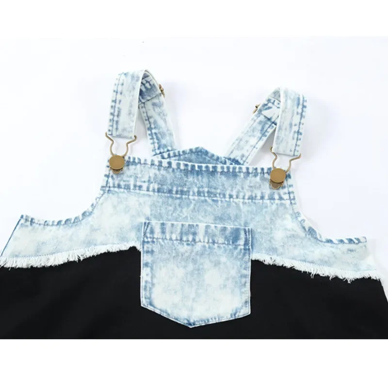 AP washed jeans patch collection children boys girls spring summer denim casual family matching clothing jumper tee skirt