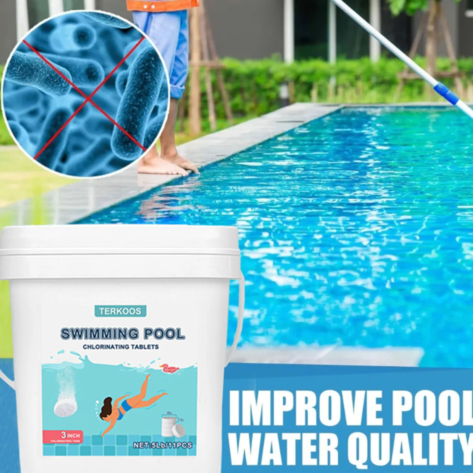 40 Pounds Pool Cleaning Effervescent Tablets Purify Water Chlorine Pill for Hot Tub，, Swimming Pool Water Purifier Dose Tablet