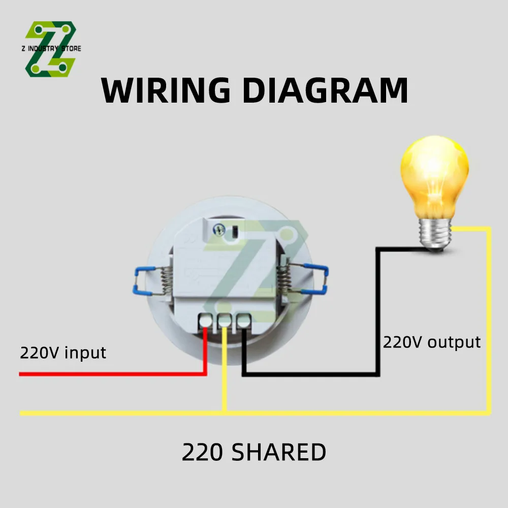 AC 110V-240V 3.7GHz 360 Degree Radar Motion Sensor Light Switch Body Motion Detector For LED Ceiling Light