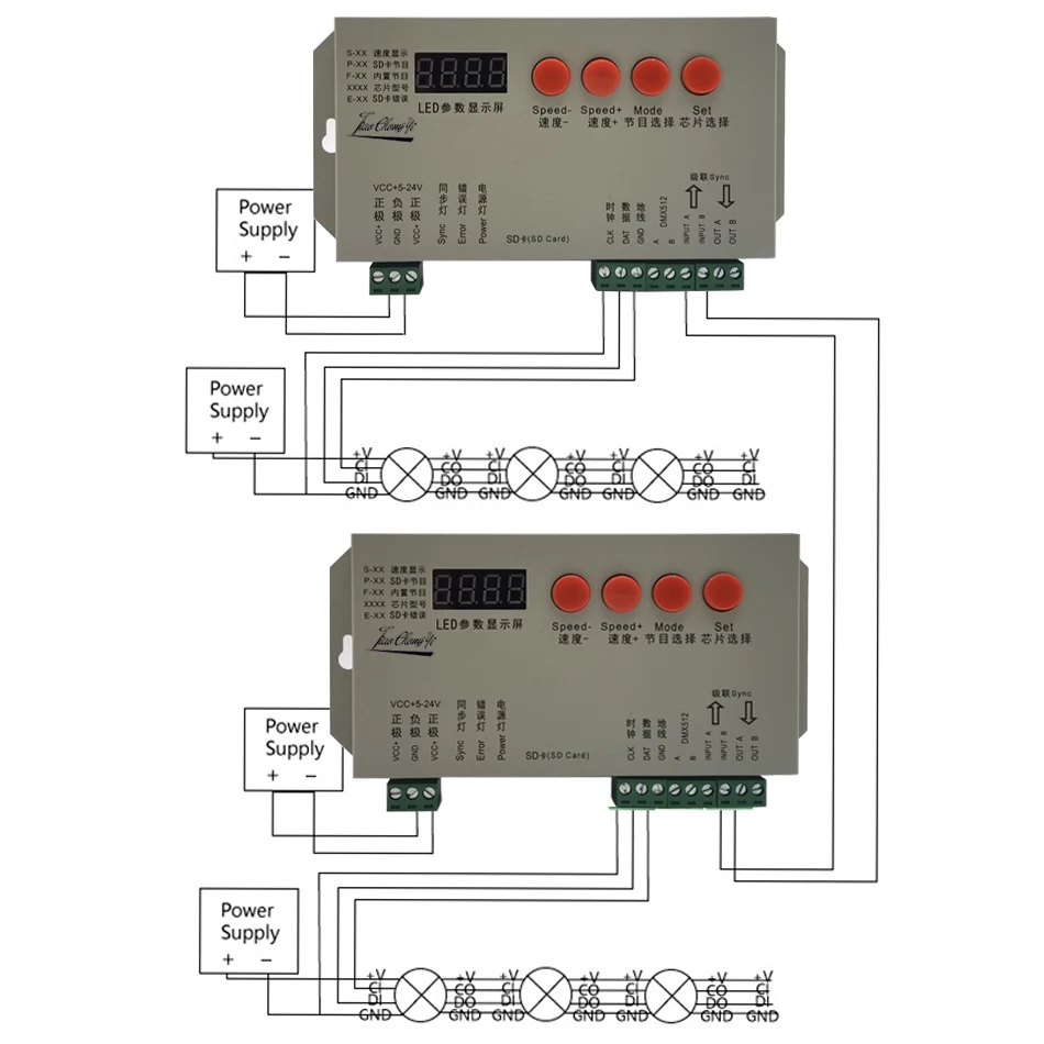 K1000S Pixel RGB LED Controller 1024 pixels T1000S Updated DC5-24V For IC SK6812 WS2812 WS2811 APA102 WS2815  LED Strip Light