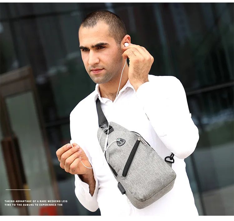 

Simple men's chest bag trendy cool shoulder crossbody bag multi-function large capacity waterproof leisure chest bag