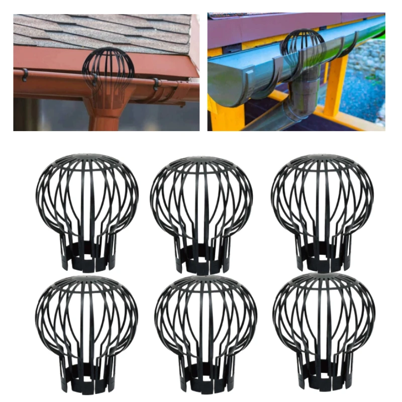 1/2/4/6pcs Down Spout Filter Gutter Guard Debris Dirt Protector Outdoor Drain Cover Gutter Block For Stopping Blockage Leaves