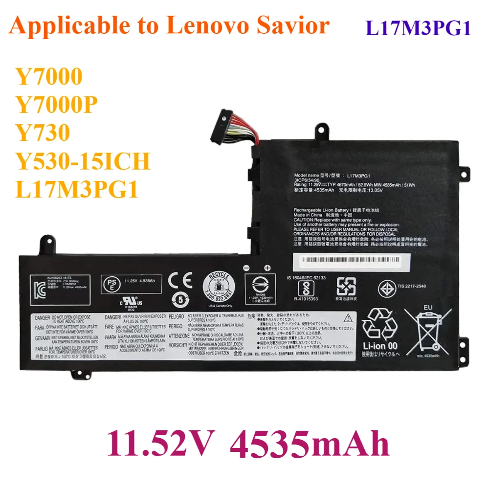 For Lenovo Legion Y530 Y540-15IRH Y530-15ICH Y7000 Y7000P L17C3PG1 L17L3PG L17M3PG3 L17C3PG2  Laptop L17M3PG1 L17M3PG2 Battery