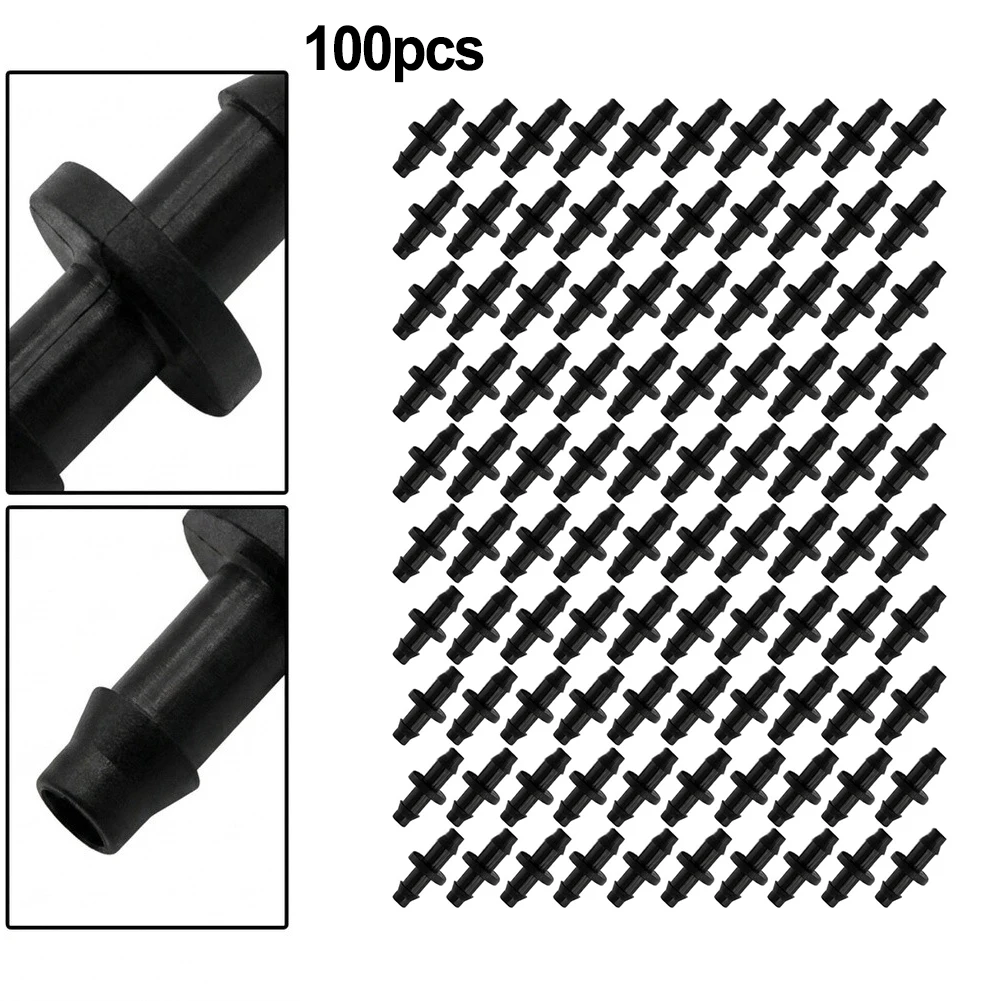 100 Pieces Barbed Coupling Connectors for 1/4 inch Drip Irrigation Tubing and Soaker Hose for Secure and Tight Connection
