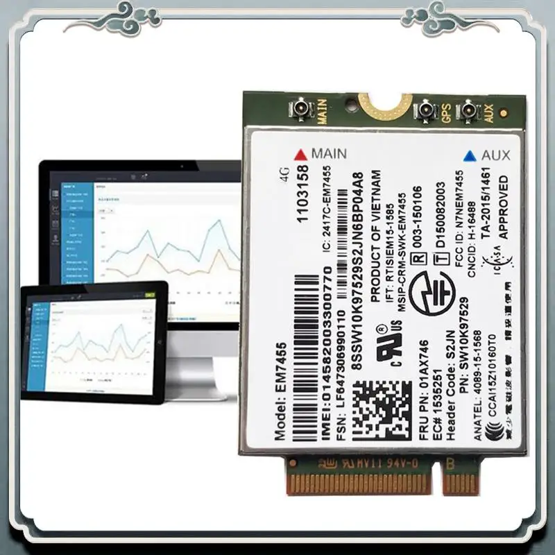 ABIJ-EM7455 01AX746 LTE 3G 4G Card+Antenna For Thinkpad X1 Carbon 5Th Gen X270 T470 T470S T470P T570 L570 L470 P51 P71 Easy Inst