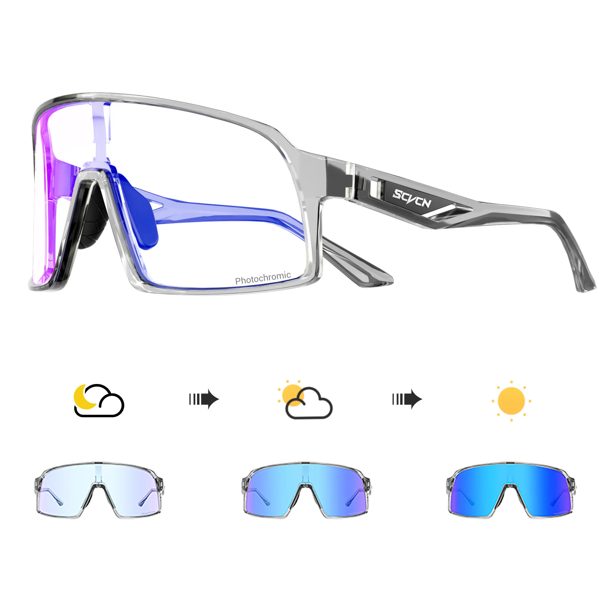 AliExpress SCVCN Cycling Sunglasses Bicycle Night Riding Glasses UV400 Photochromic Men MTB Bike Outdoor Sports camping Golf Accessories