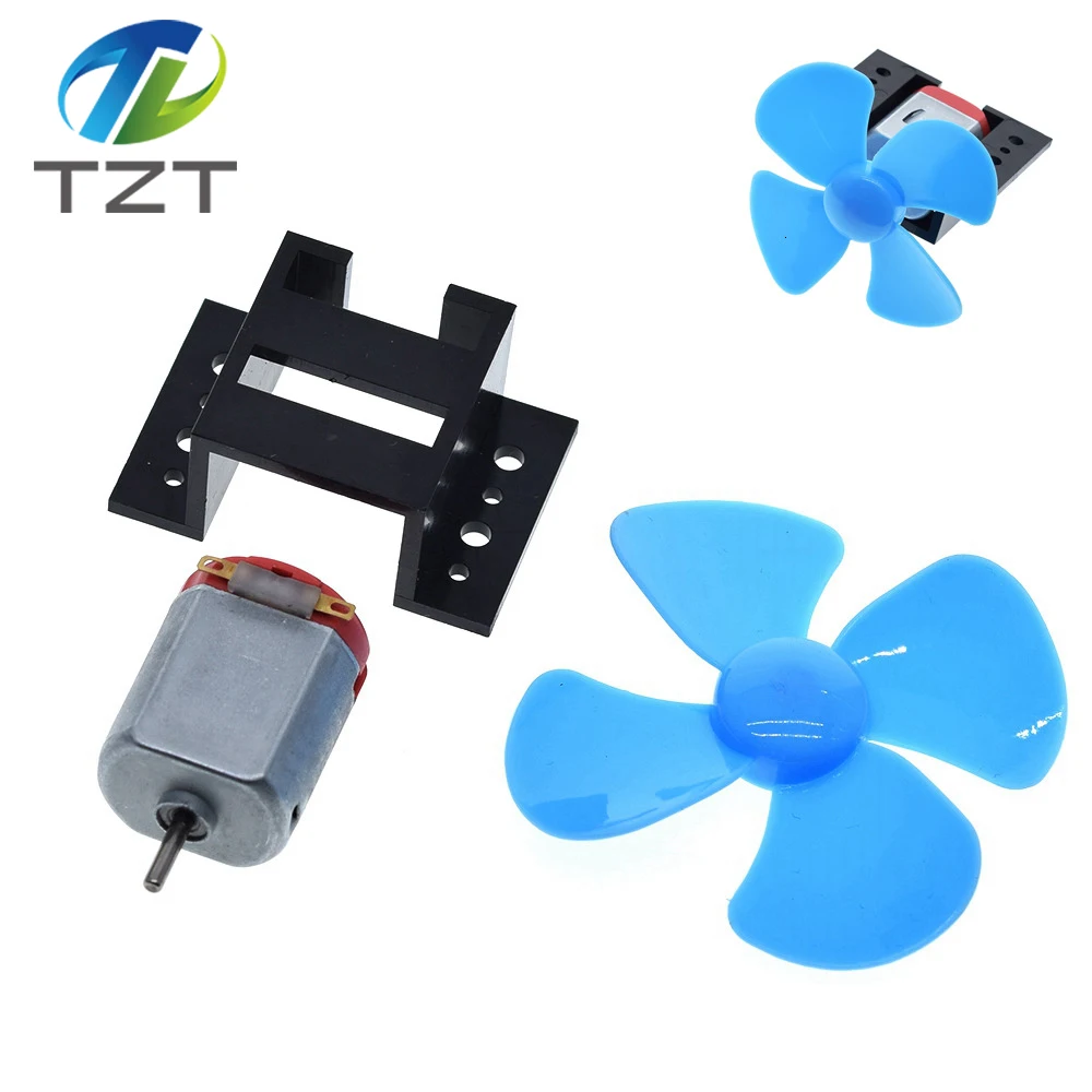 1Set DC Micro 130 Gear motor with fan blade SMAll propeller 3-6V For Arduino DIY experiment +Motor base