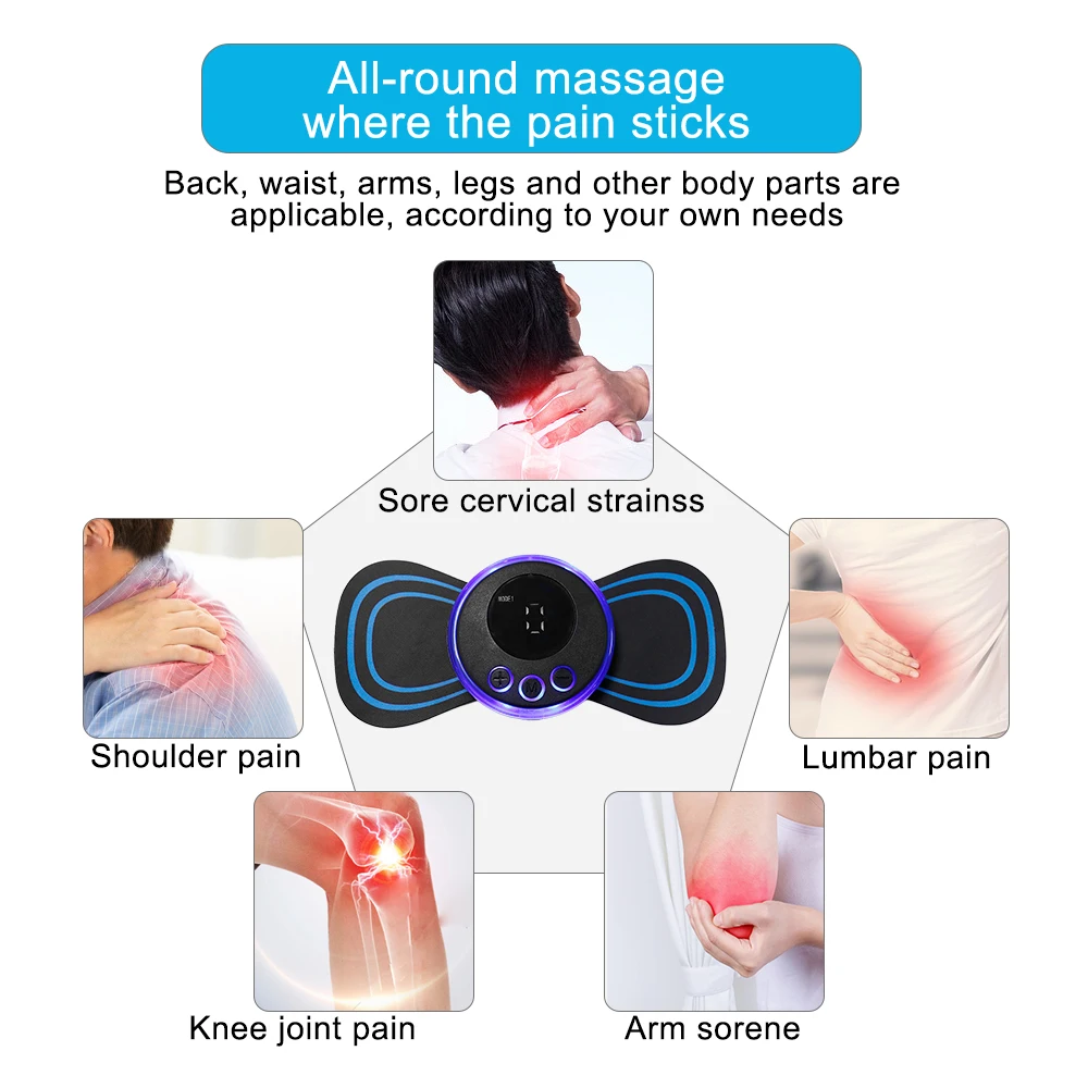 Mini Electric Neck Massager Professional Rechargeable Muscle Stimulation EMS Neck Massage Relax Electric Cervical Massage Patch