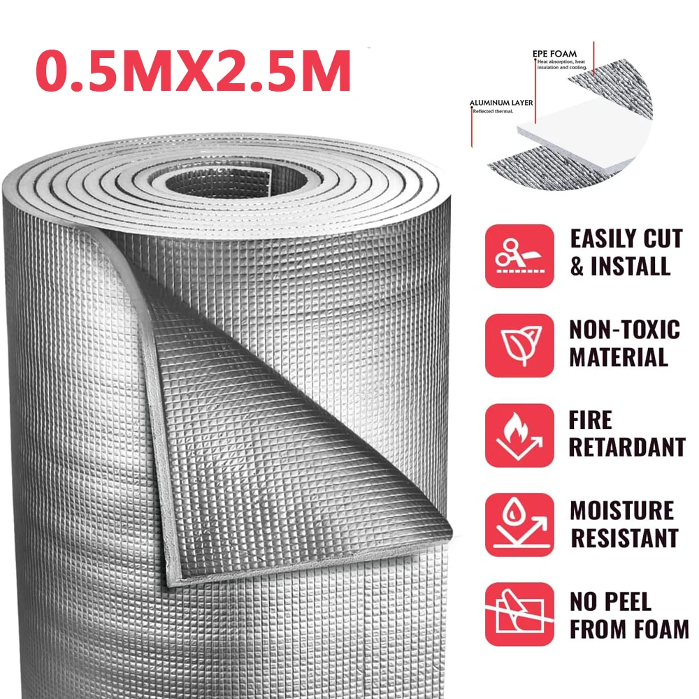 Reflective Insulation Roll Premium Foam Radiant Barrier for Energy Conservation Soundproofing Thermal for Indoor and Outdoor Use