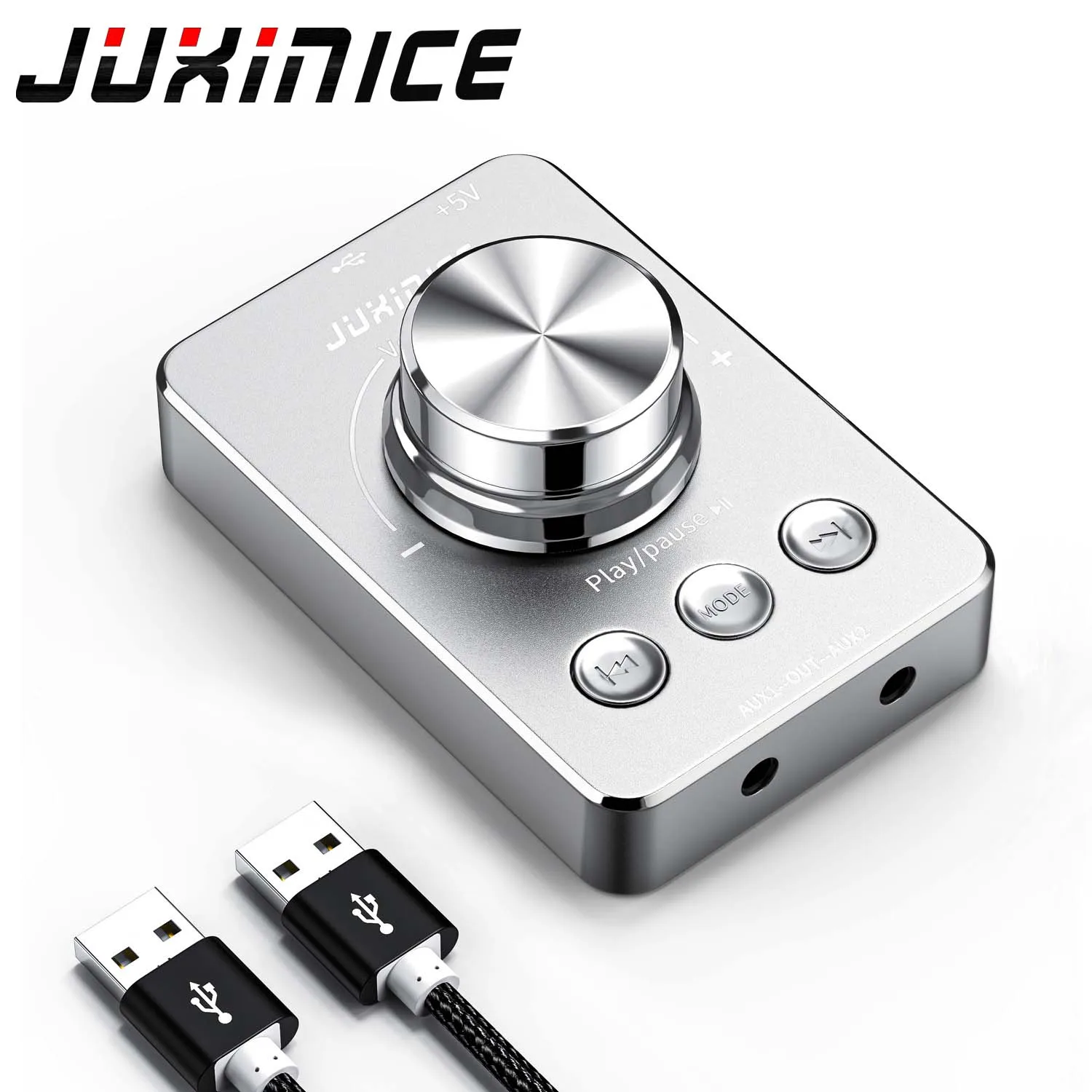 JUXINICE USB Volume Adjustment Knob with Rotate Volume Adjustment & USB Disk Playback, PC Sound Control Multimedia Controller fo