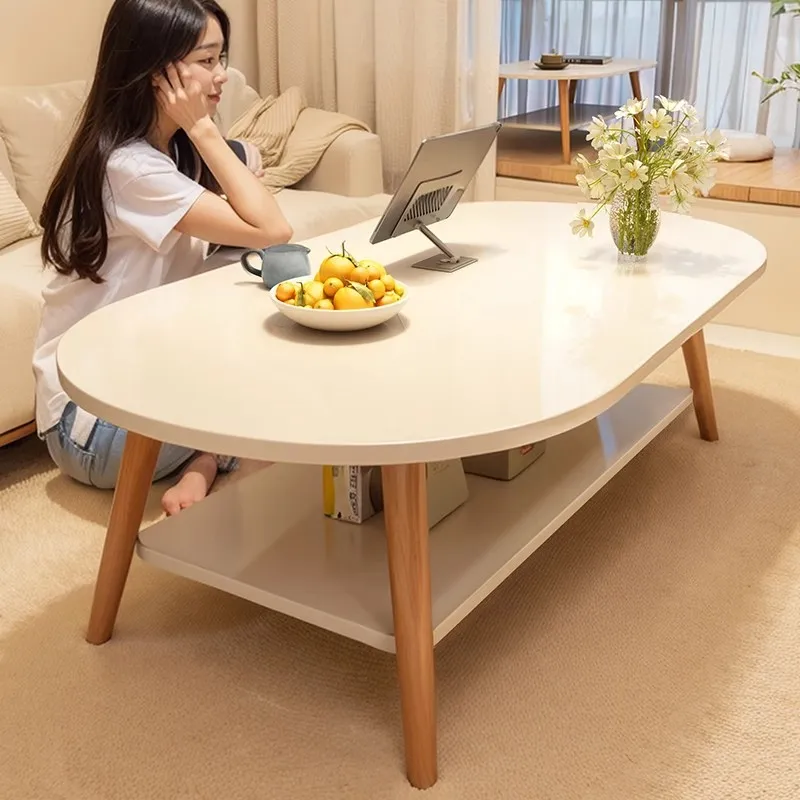 Oval Coffee Table Small Apartment Living Room Bedroom Minimal Modern Low Profile Small Table Side Table Cofee Table Center Table