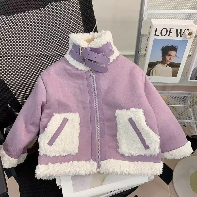 

Girls Autumn and Winter Padded Jacket 2025 New Children's Foreign Gas Thickened Warm Top Coat Fur Baby Girl Winter Clothing