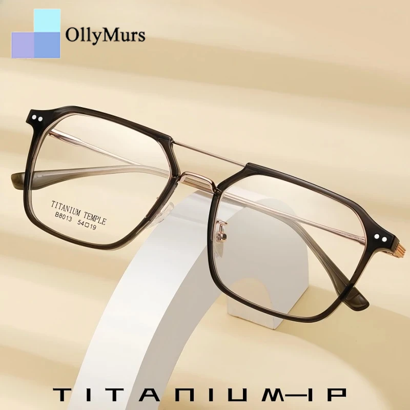 

OLLYMURS модные трендовые очки-пилоты для мужчин и женщин, сверхлегкие титановые TR90, большие размеры, оптическая оправа для очков по рецепту 80