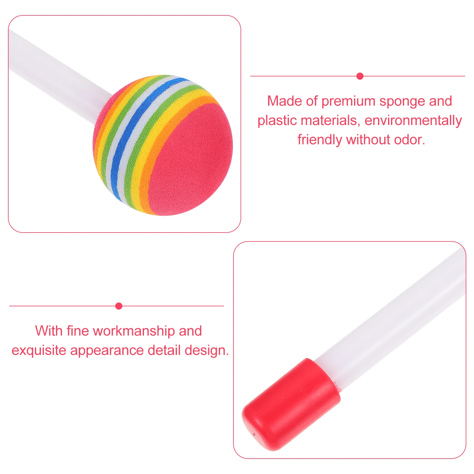 

4 Pcs Rainbow Drumsticks Musical Instruments Soft Rhythm for Lollipop Plastic