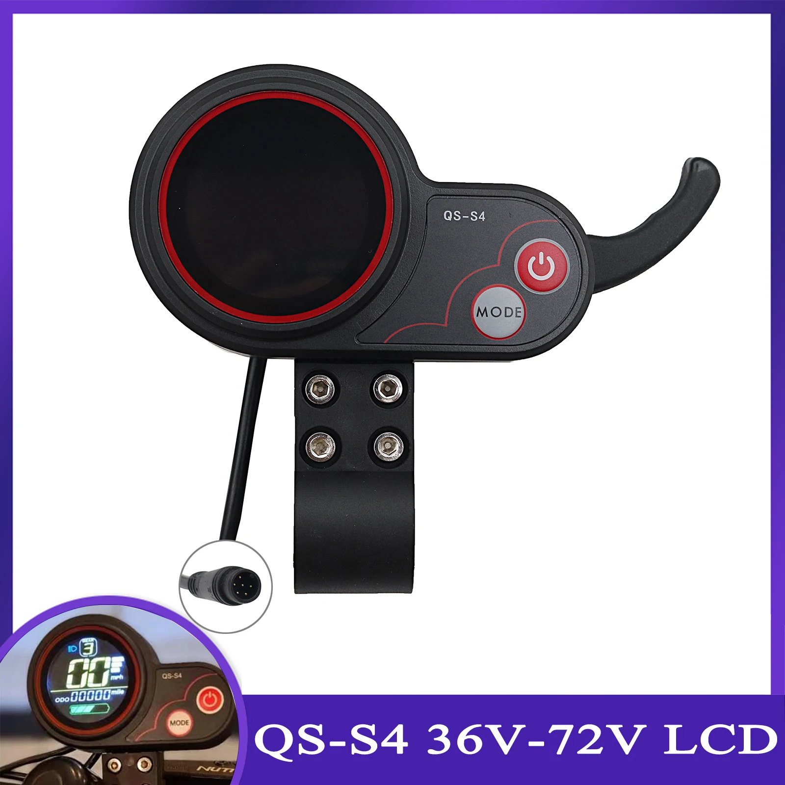 Electric Scooter QS-S4 36V 48V 52V 60V 72V Thumb Throttle LCD Display Meter For Zero 8 9 10 8X 10X 11X Original Accessory