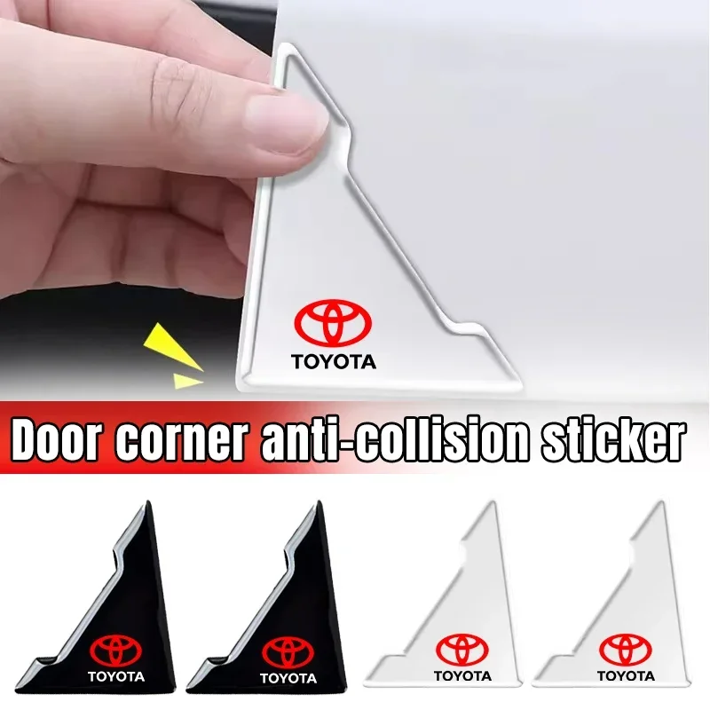 Car Logo Door Corner Anti-collision Covers  for Toyota Chr Corolla Camry Rav4 Yaris Hilux Prius Avensis Auris Prado Verso