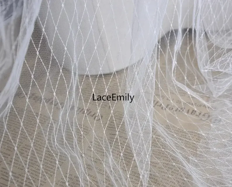 

1 Yard Black white diamond pattern Embroidery Lace fabric soft mesh tulle fabric For Girl Dress Tutu Dress Wedding Bridal Veil
