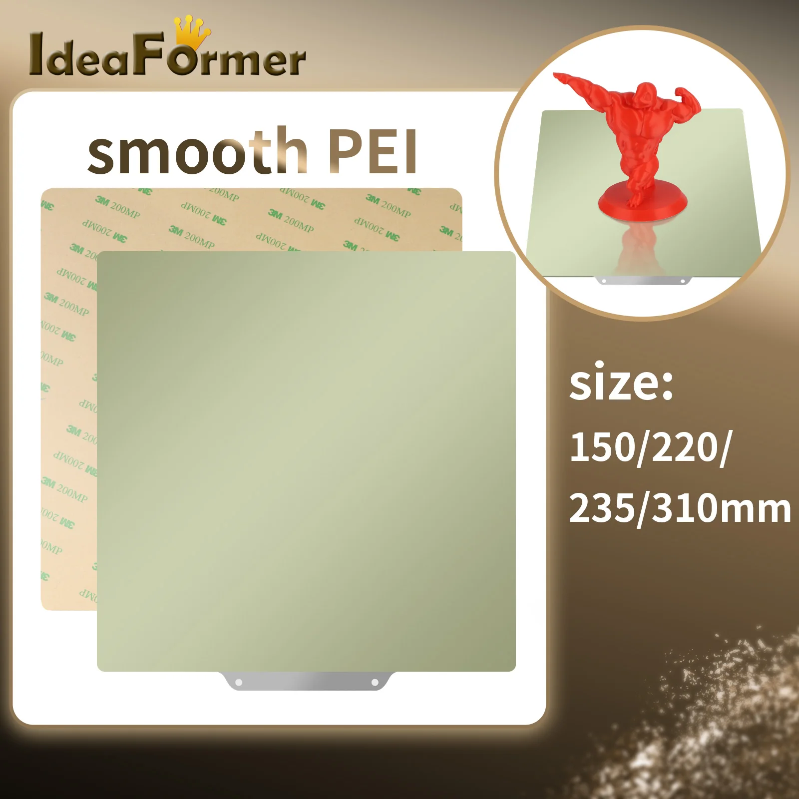 IdeaFormer Signal Sided Smooth PEI Spring Sheet with Magnetic Base 220/235/310mm for Ender 3 5 3D Printer Parts Hot Heat Bed