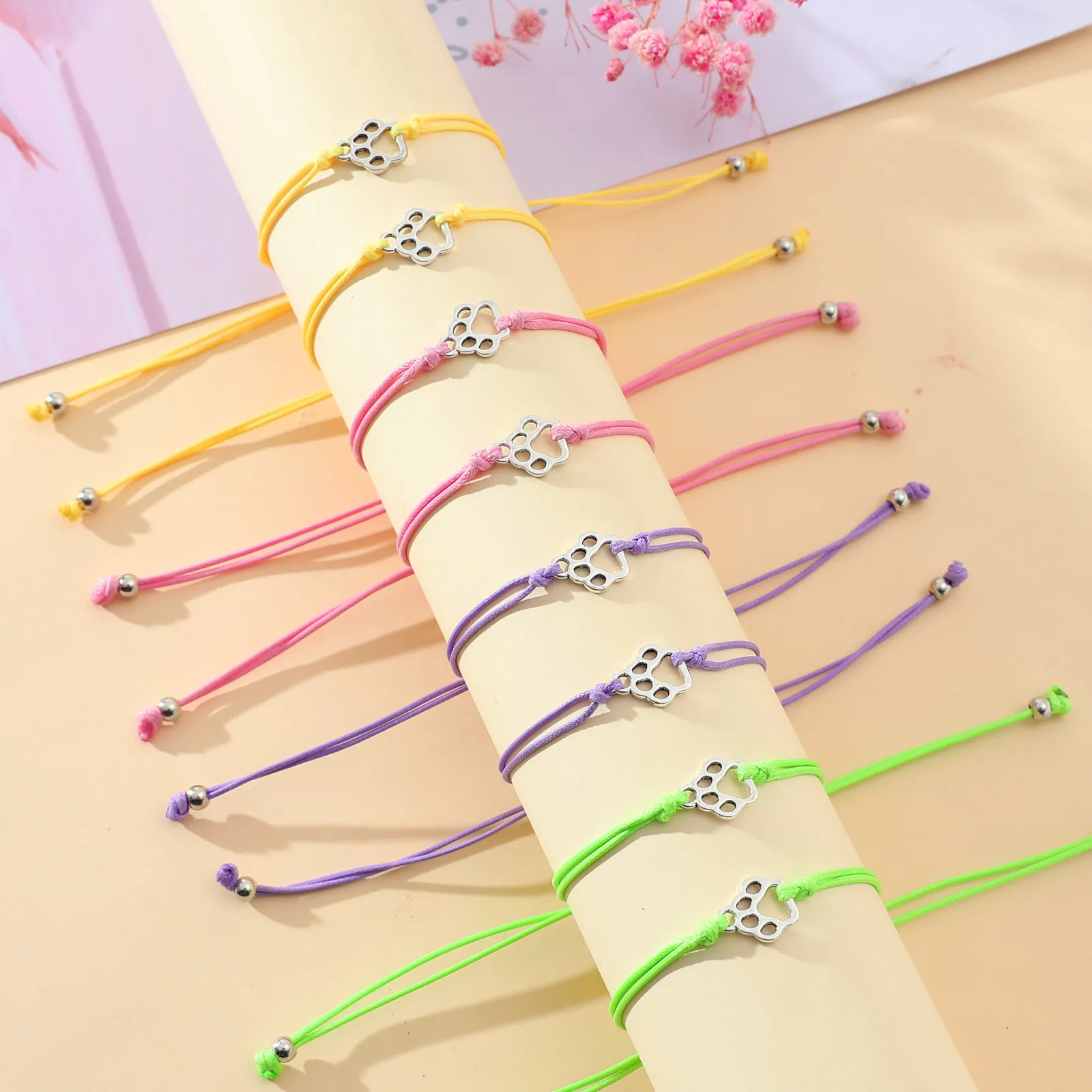 Fashionable Multi-color Thread Cat Paw Imprint Hand Woven Blessing Bracelet Friendship Bracelet Hot Selling