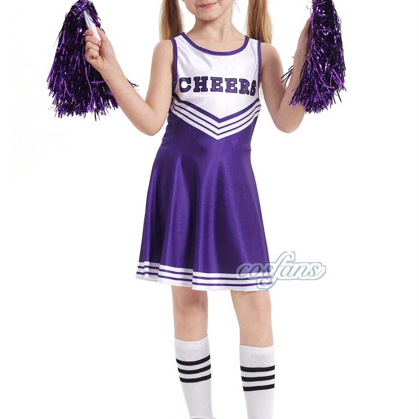 أزياء فريق التشجيع للفتيات فساتين رياضية صيفية بدون أكمام للأطفال، أزياء يهتف عصرية، تنانير رائعة