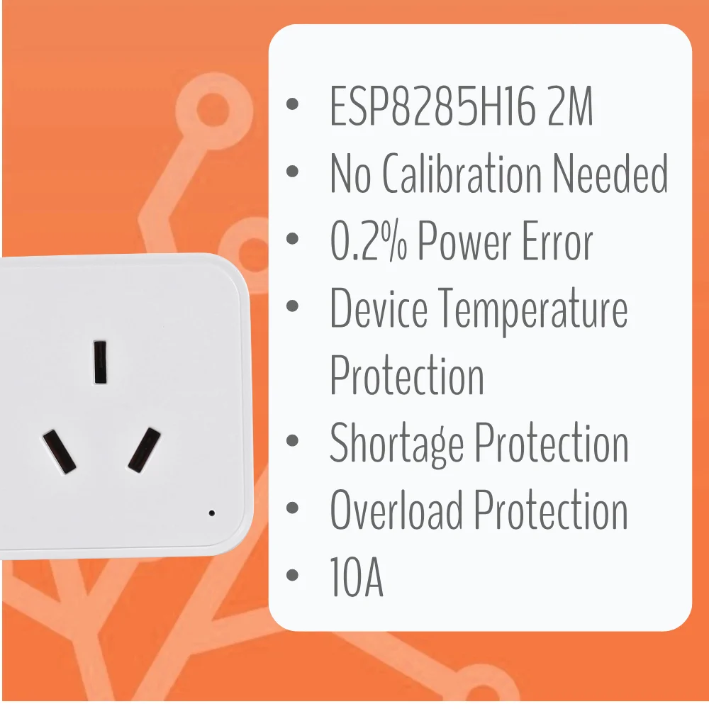 IoTorero realizzato per ESPHome 2PACK ESP8285 AU Plug Monitoraggio del consumo 10A Funziona con Home Assistant