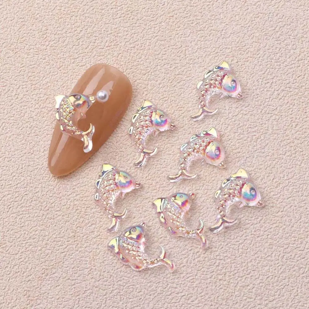 

50Pcs Aurora Koi Carp Figure Nail Charms Resin Nail Parts Delicate Crystal Goldfish Nail Art Decorations Manicure Accessories