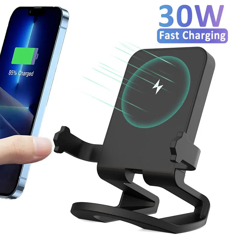 30W Wireless Charger Stand Desktop Mobile Phone Holder Fast Charging Dock Station For iPhone 15 14 13 12 8 X XR Samsung Xiaomi