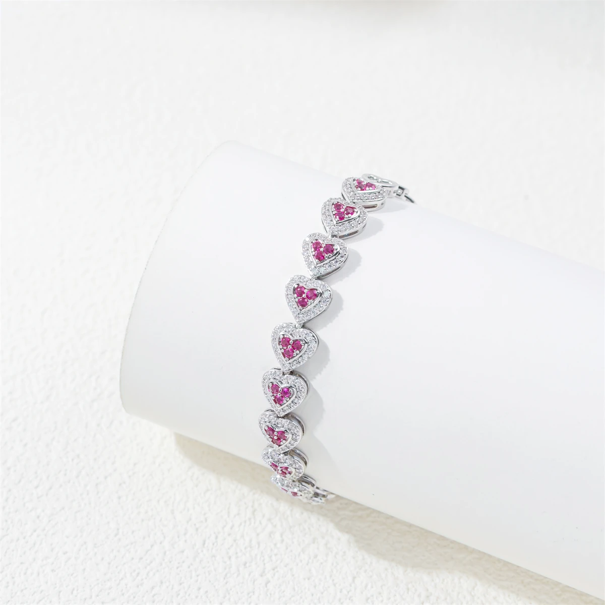 Europe and the United States cross-border studded with red corundum zircon love elegant simple bracelet fashion personality