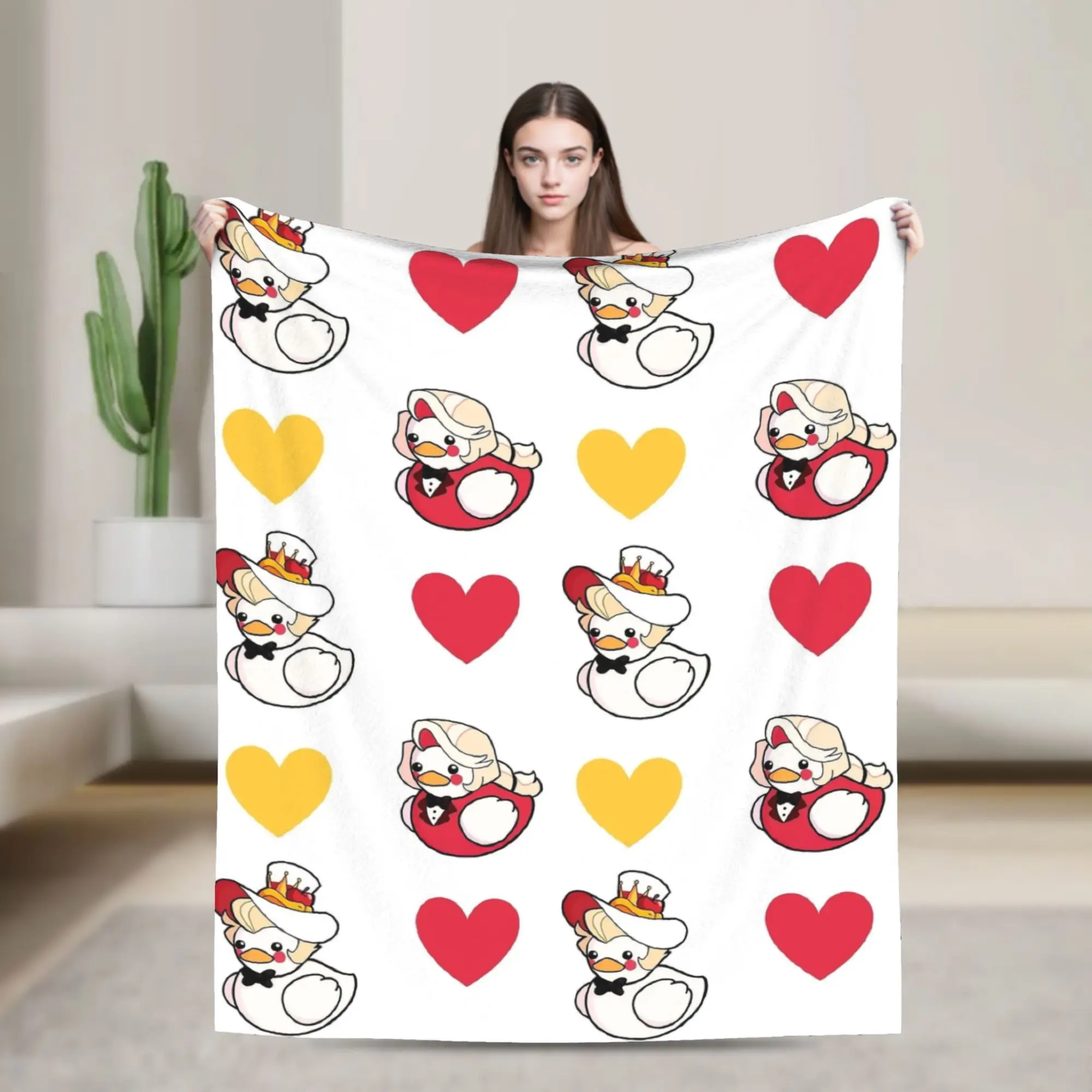 Lucifer and Charlie Rubber Ducks Hazbins Hotels Blanket Flannel Summer  Portable Soft Throw Blanket for Sofa Travel Rug Piece