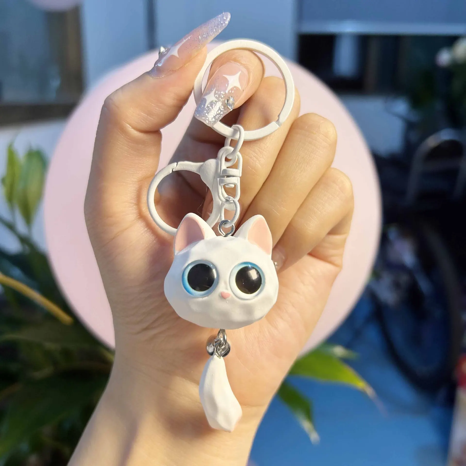 Cartoon Creative Cute Three-dimensional Resin Cat Cat Head Couple Car Bag Pendant Small Gift Keychain Wholesale