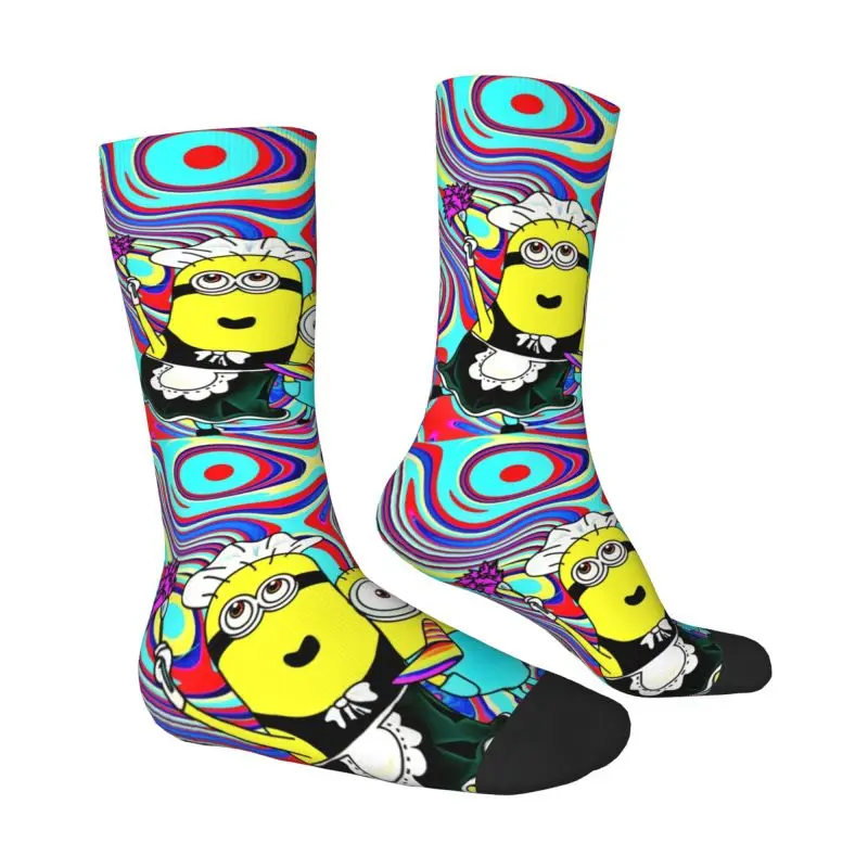 Custom M- Minions Anime Dress Socks Mens Womens Warm Funny Novelty M- Minions Cartoon Crew Socks