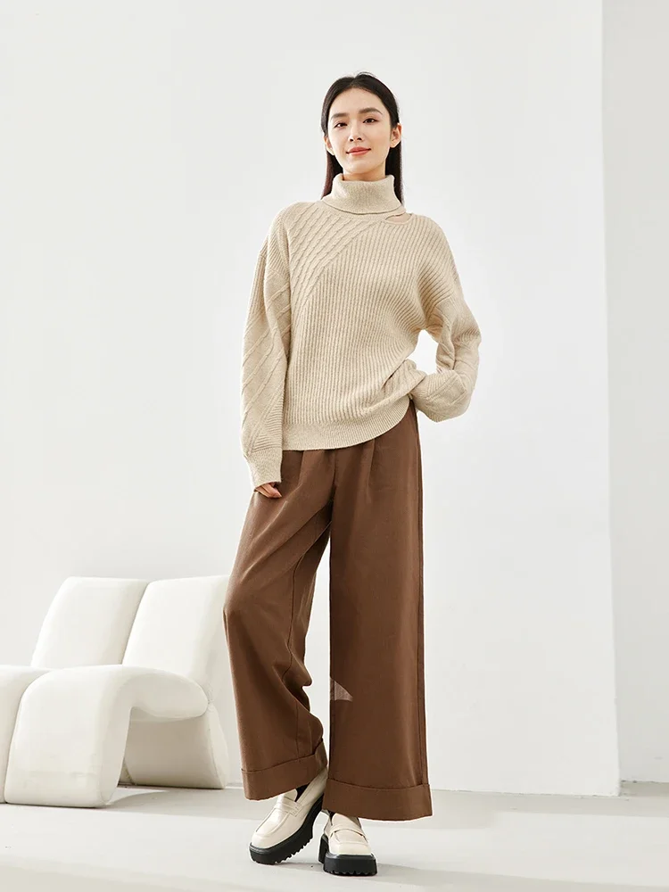 VIMLY col roulé évider pull tricoté 2025 hiver épais chaud pulls amples haute résistance femme pulls tricots 72620