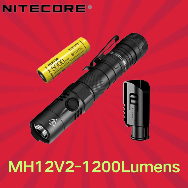 NITECORE MH12 V2 Tactical Flashlight 1200 Lumen Rechargeable Utilizes a CREE XP-L2 V6 LED With 18650 5000mAh Battery Highlight