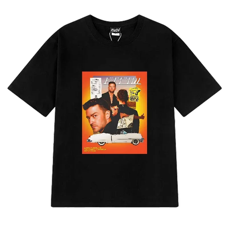 

Hot sale Justin Timberlake music World Tour 2025 T shirt Unisex vintage Casual short sleeve T-shirts Men Women 100% Cotton Tops
