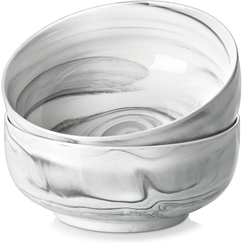 

Large Soup Bowls Set, 44 OZ (7") Salad Bowl Cereal Bowl Set of 2,Marble Grey Ceramic Bowls for Kitchen, Dishwasher & Microwave S