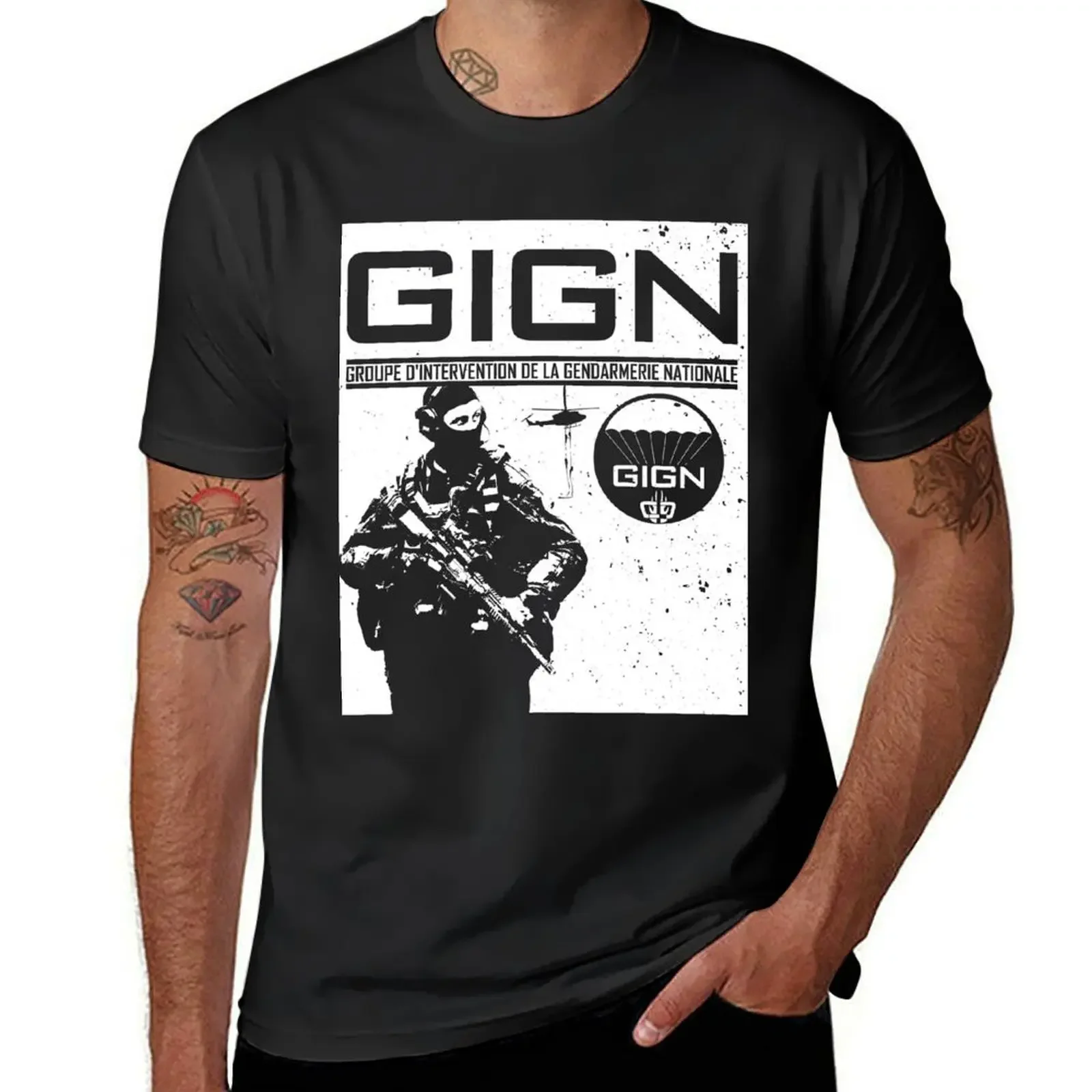 

GIGN Elite Forces National Gendarmerie Intervention Group T-Shirt hippie clothes quick drying men tshirt