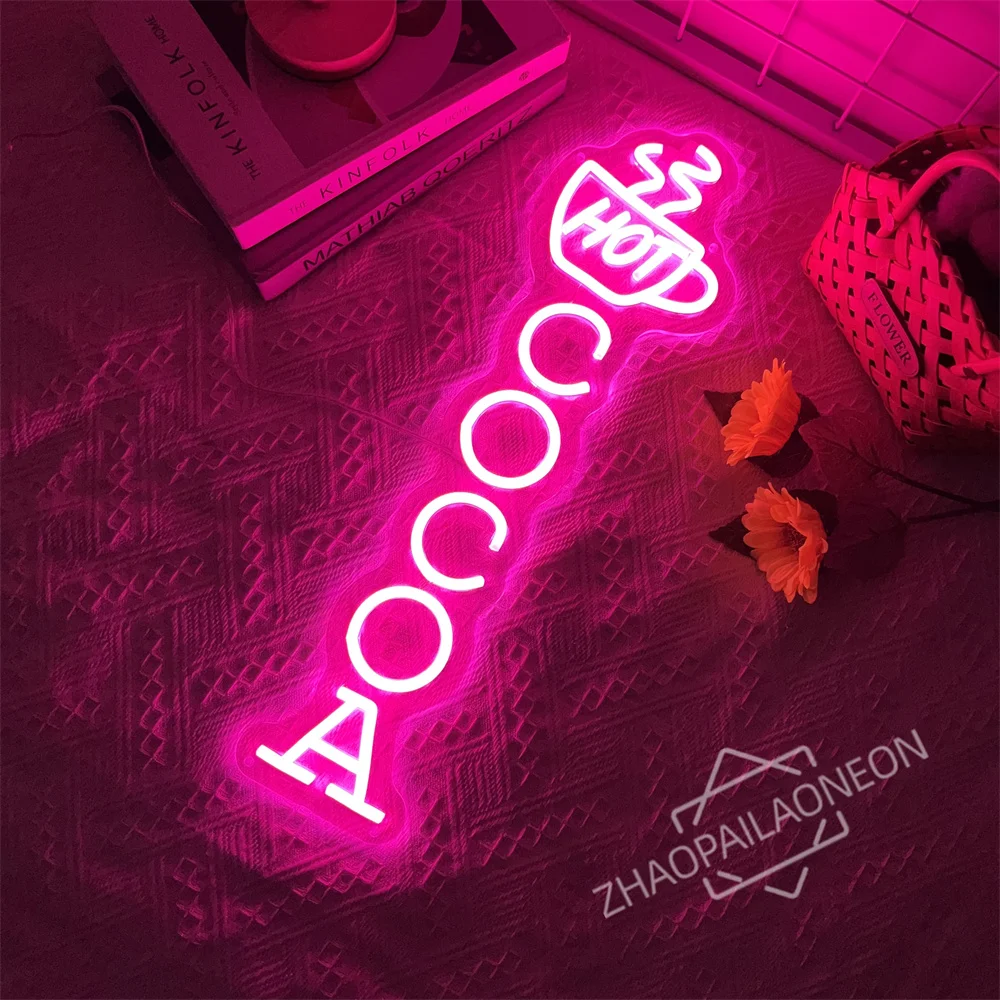 Hot Cocoa Neon Light LED Drink Logo Neon Signs For Wall Decor Canteen Dining Room Sweet Shop Coffee Shop Decor Personalized Gift
