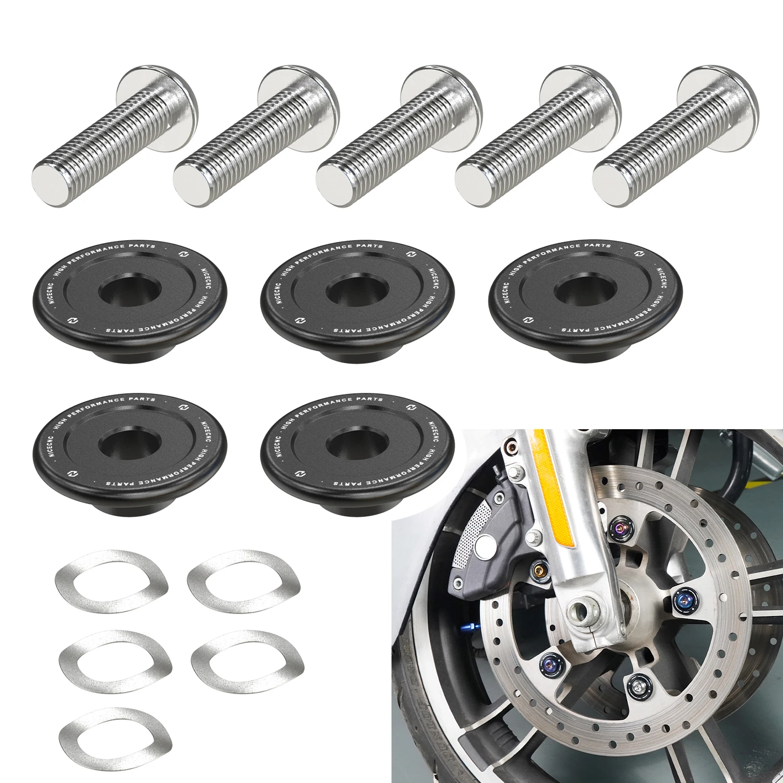 

Replace 41500020 Motorcycle Front Brake Rotor Bolts Washers Kit for Harley Touring 2009-Up FLHR FLTR FLHX FLHTK FLHXSE FLHTCUTG