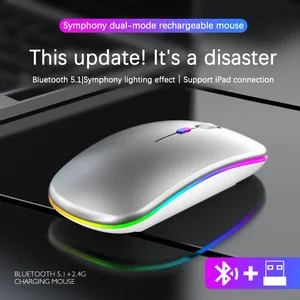 Mouse Nirkabel Bluetooth Isi Ulang dengan Mouse Gaming RGB USB 2.4 G Hz 1600 DPI untuk Komputer Laptop Tablet PC Macbook Mouse Gaming Gamer 10 barang gamer penjualan terbaik - №